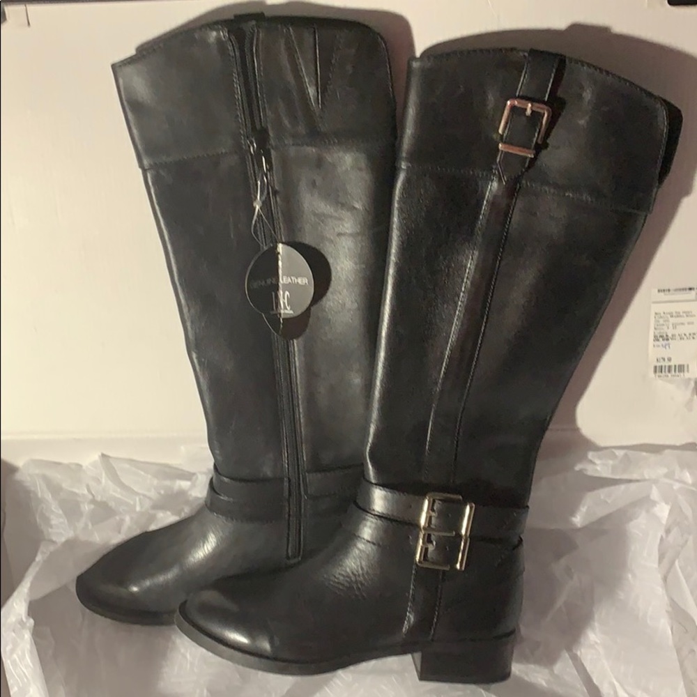 INC new in box black leather riding boots.